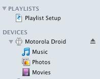 Motorola Droid in iTunes alternative, DoubleTwist