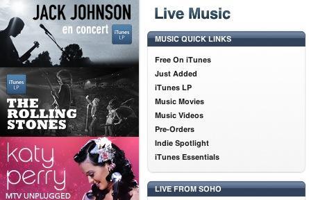 iTunes new Live Music section