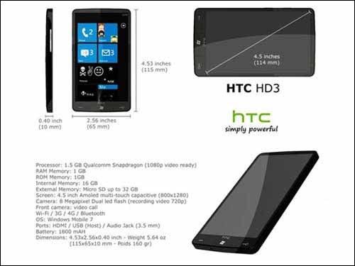 HTC HD3 specs