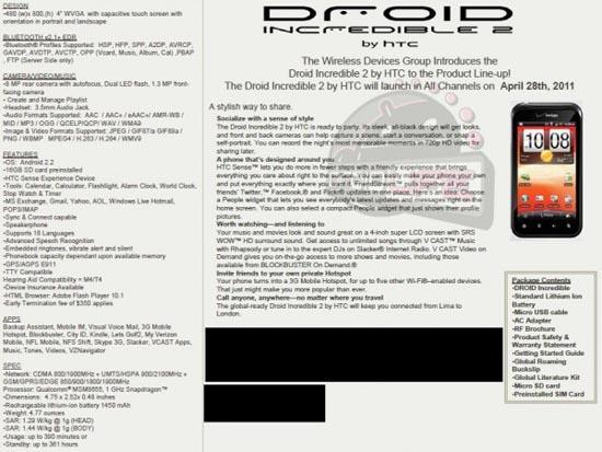 HTC DROID Incredible 2 specs