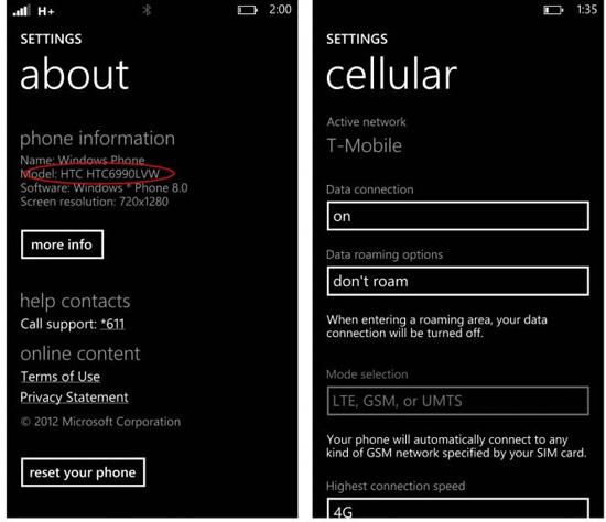 Verizon HTC Windows Phone 8X unlocked T-Mobile