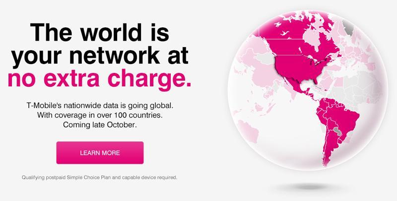 T-Mobile free unlimited global data and texting