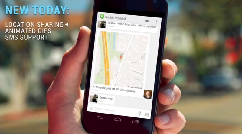 Google Hangouts app location sharing