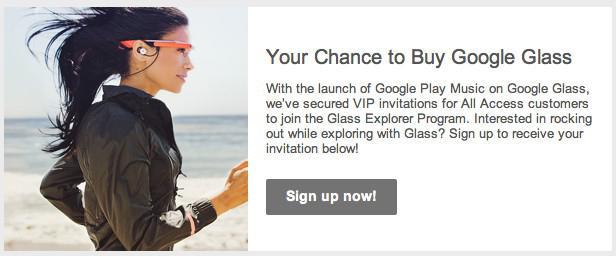 Google Glass Play Music All Access invitation