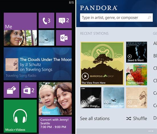 Pandora app Windows Phone 8 screenshots