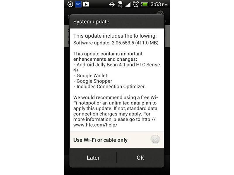 Boost Mobile HTC One SV Jelly Bean update