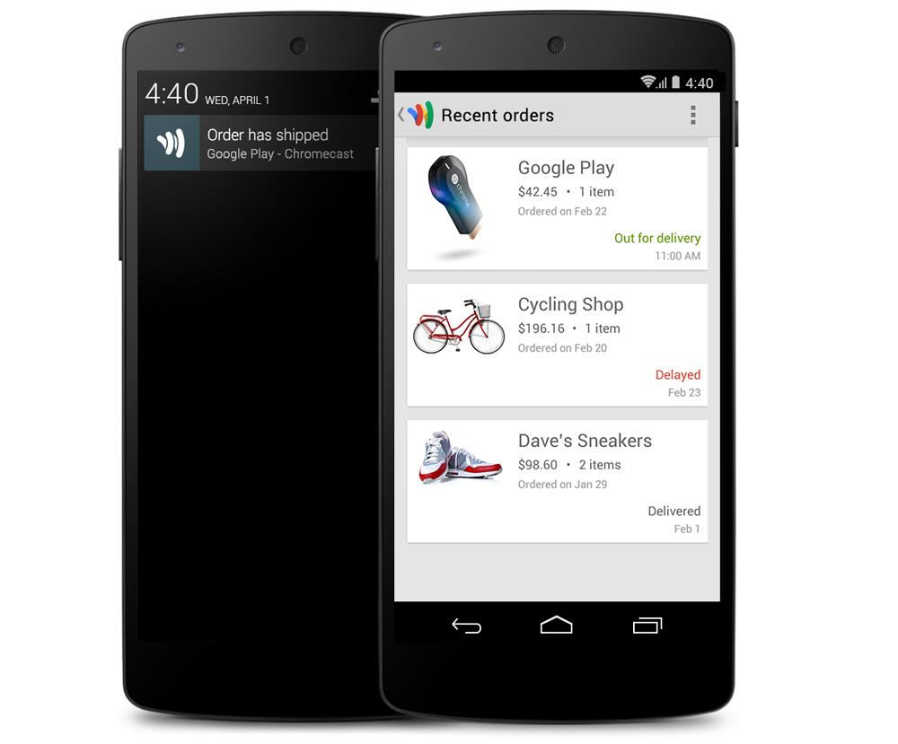 Google Wallet app Orders Nexus 5