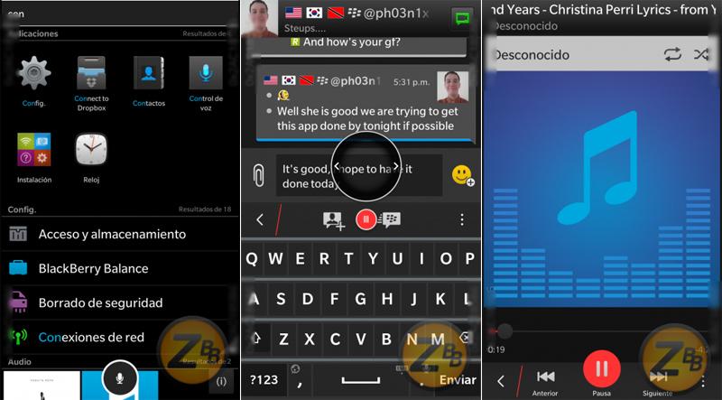 BlackBerry 10.3.0.140 screenshots music