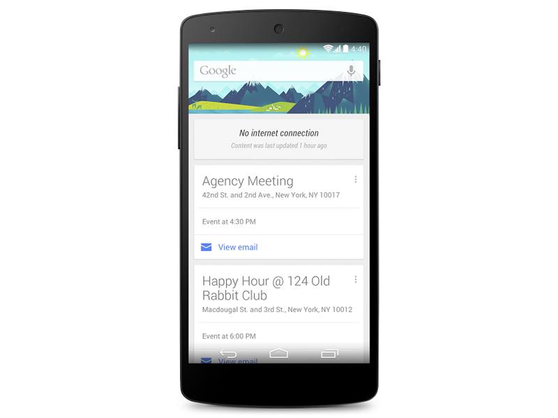 Google Now keep cards loaded without Internet connection
