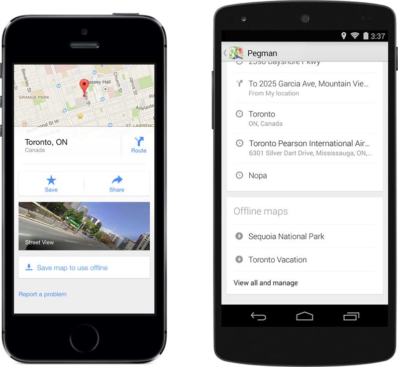 Google Maps update offline maps management