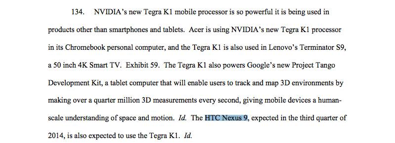 HTC Nexus 9 NVIDIA documents