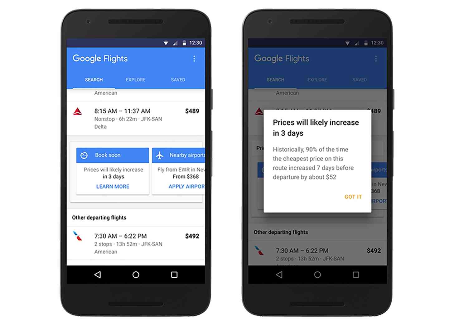 Google Flights expected price increase