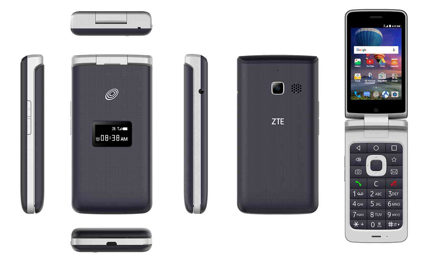 ZTE Cymbal-T Android flip phone all sides
