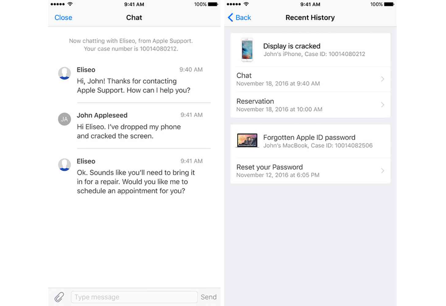 Apple Support iOS app more screenshots