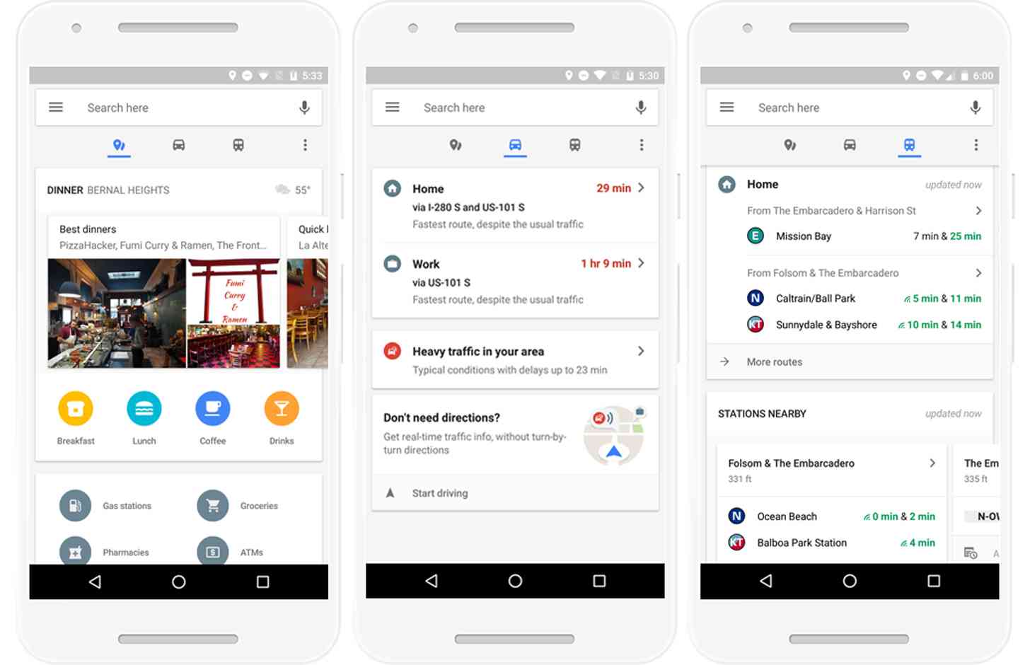 Google Maps for Android places, driving, transit update