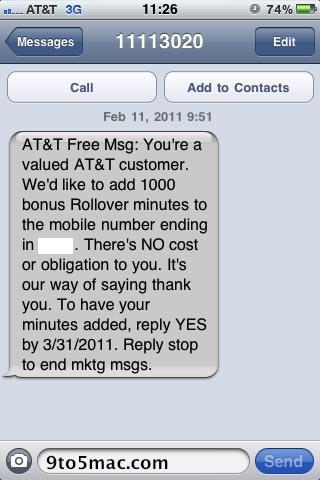 AT&T iPhone free minutes