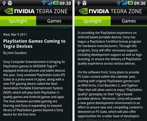 NVIDIA Tegra 2 PlayStation Suite