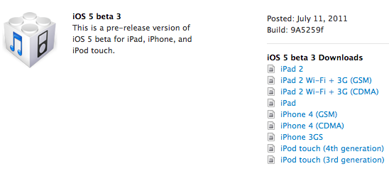 iOS 5 beta 3