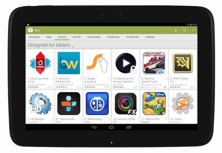 Google Play Store Designed for tablets