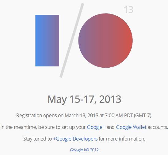 Google I/O 2013 registration information