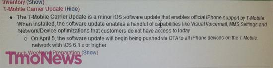 T-Mobile iPhone carrier update leak