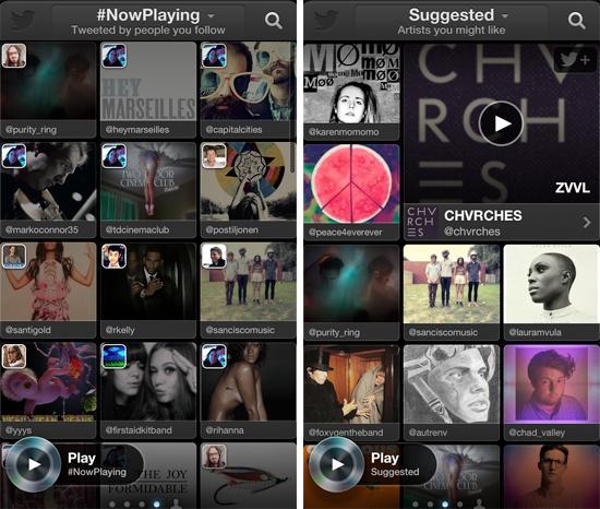 Twitter #music iPhone app #NowPlaying, Suggested