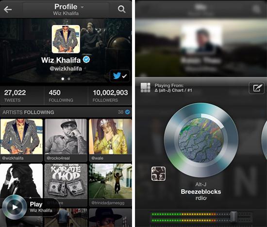 Twitter #music iPhone app Profile, playback