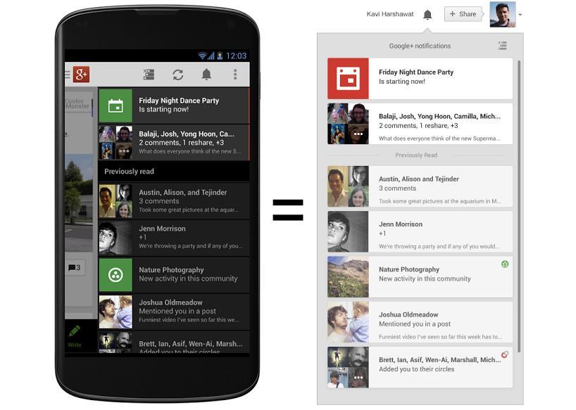 Google+ for Android notification sync