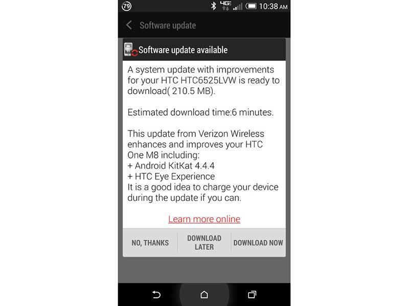 Verizon HTC One M8 Android 4.4.4 Eye Experience update