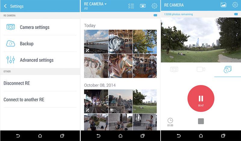 HTC RE camera app screenshots Android