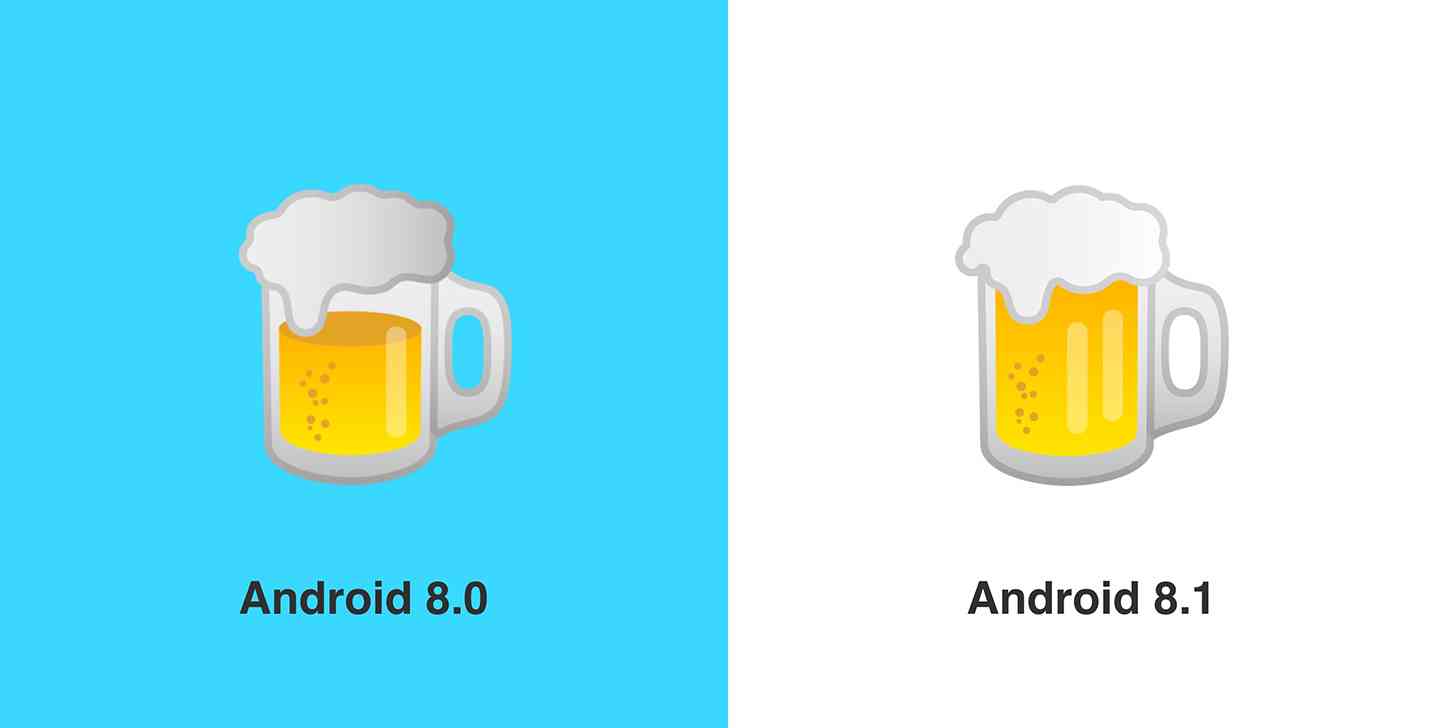 Google beer emoji Android 8.1