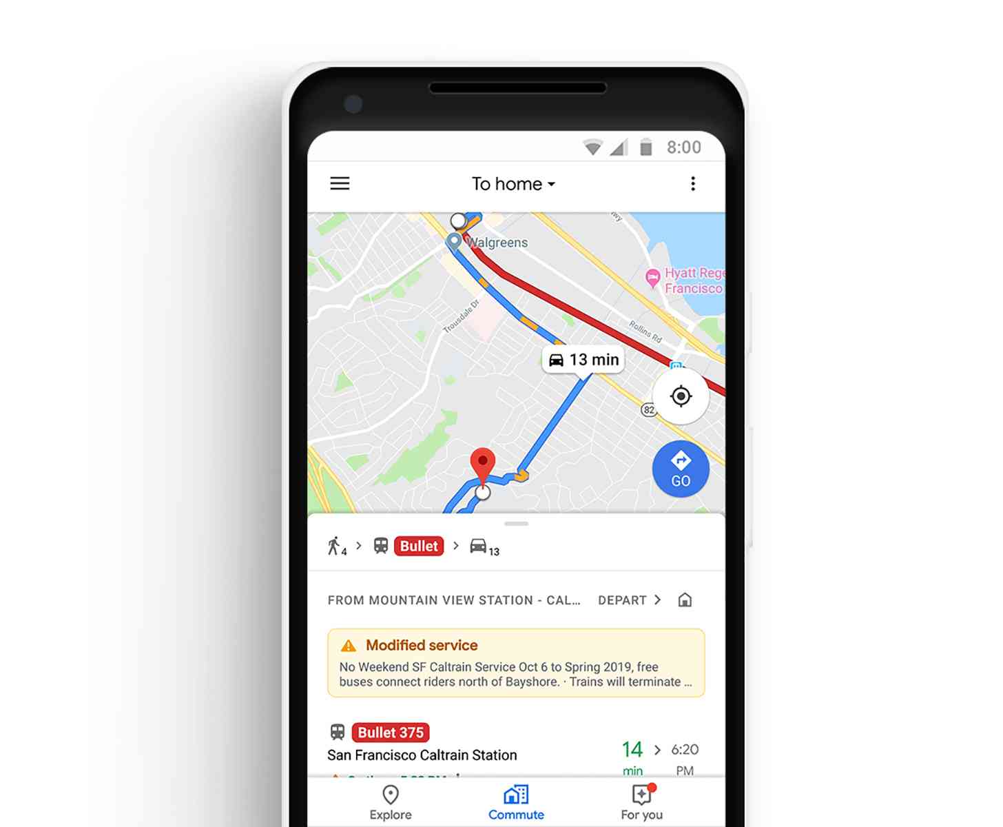 Google Maps mixed mode commute
