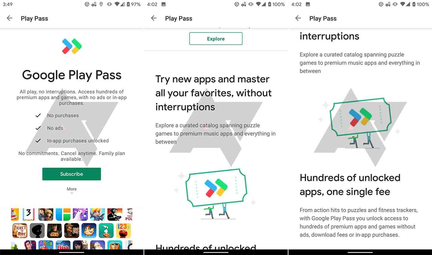 Google Play Pass screenshots