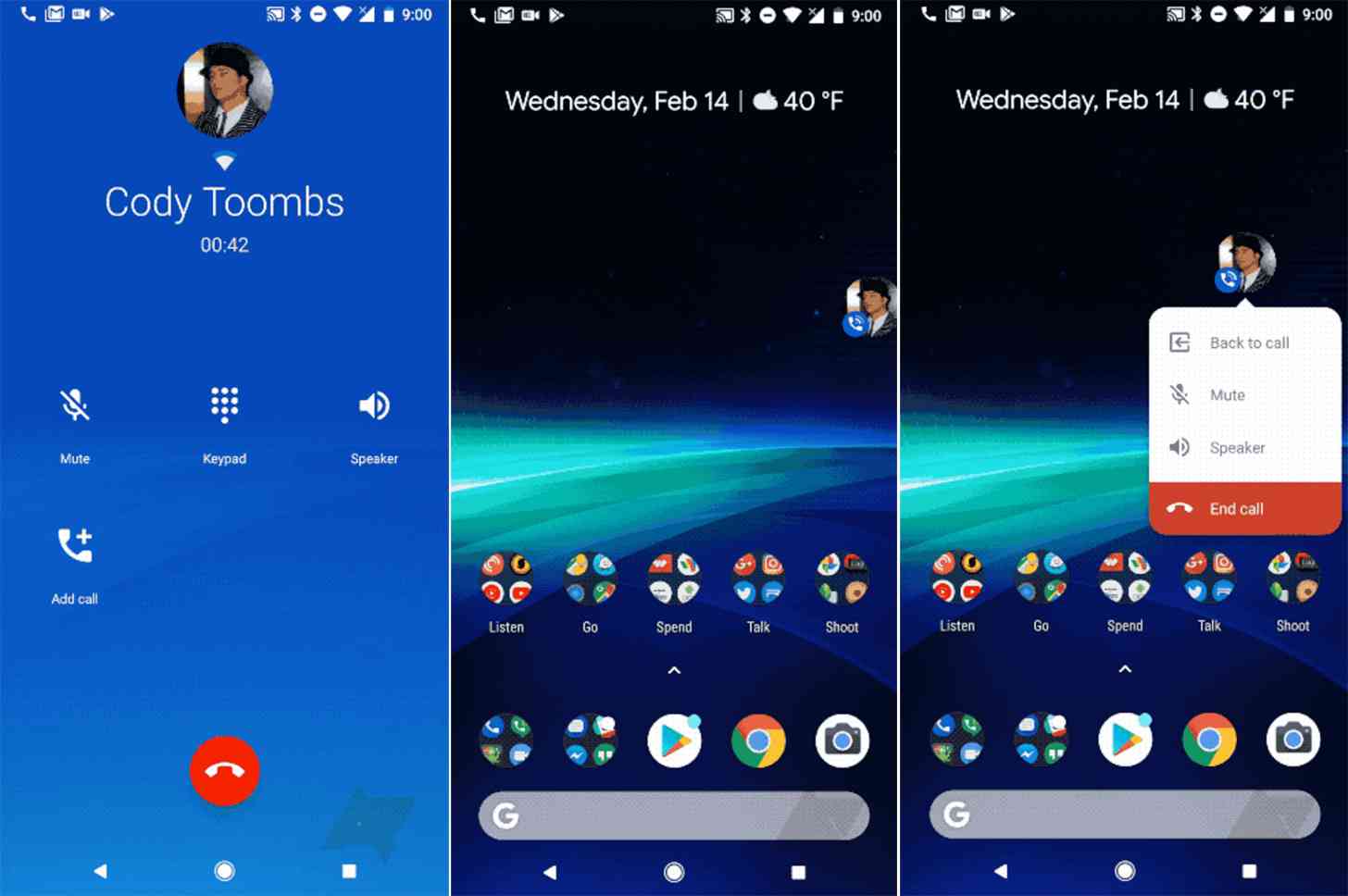 Google Phone chat heads widget