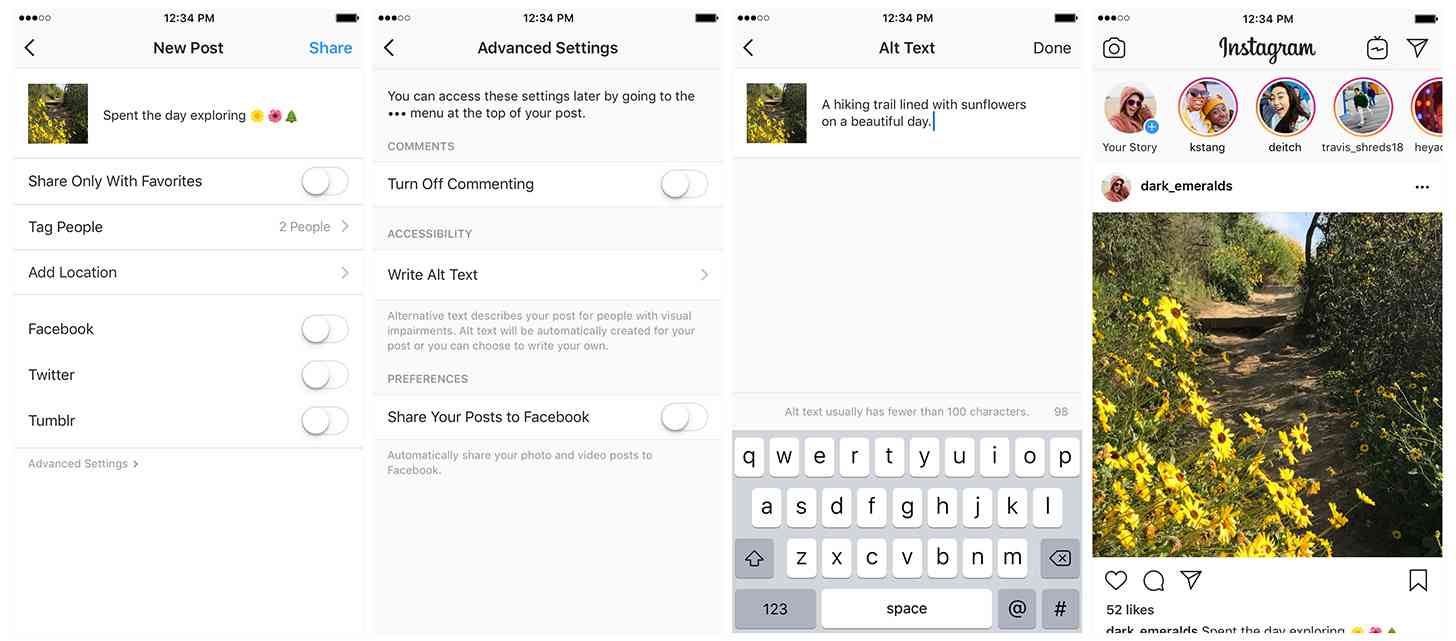 Instagram alternative text photos visually impaired users