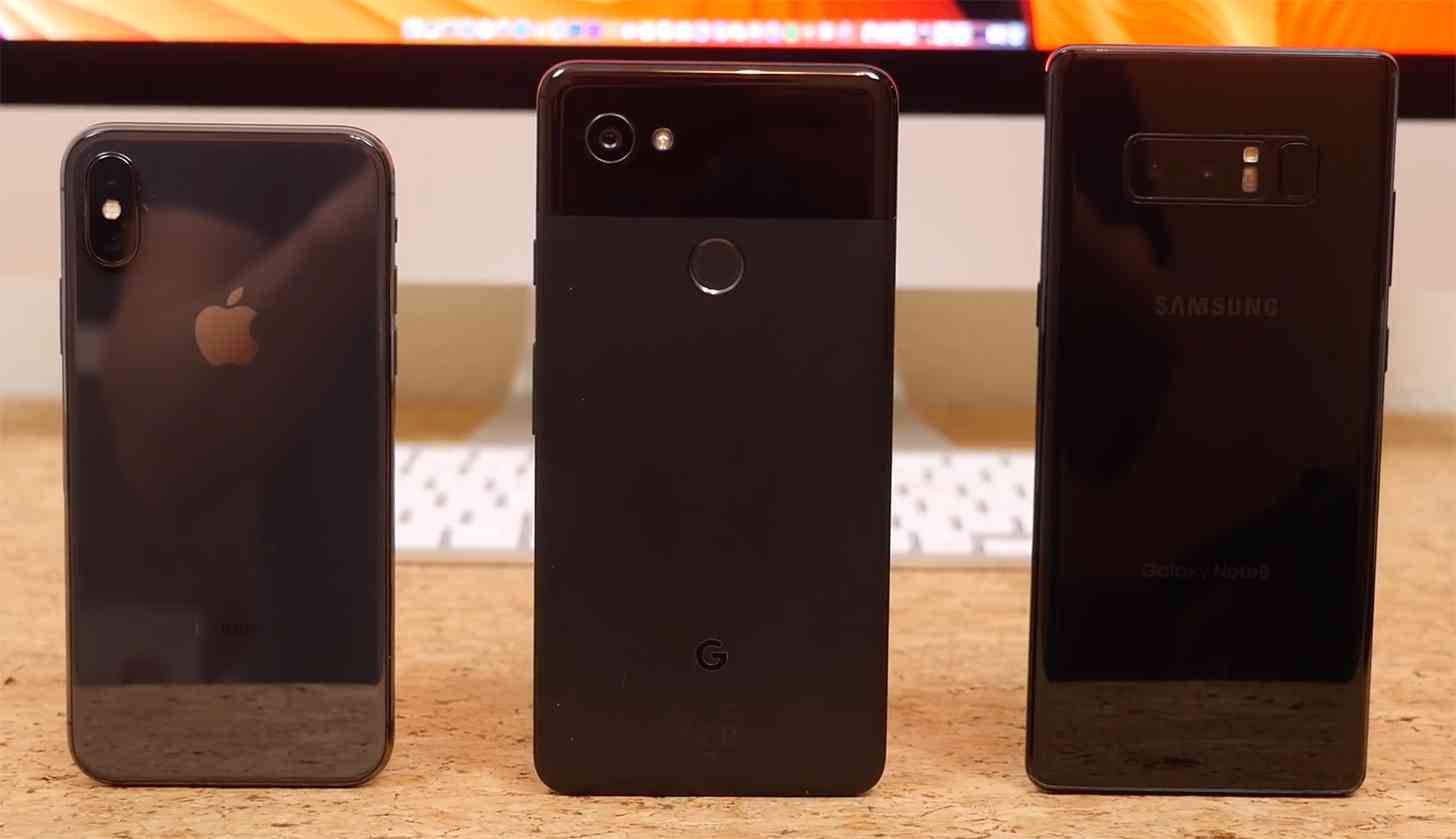 Apple iPhone X, Google Pixel 2 XL, Samsung Galaxy Note 8 comparison