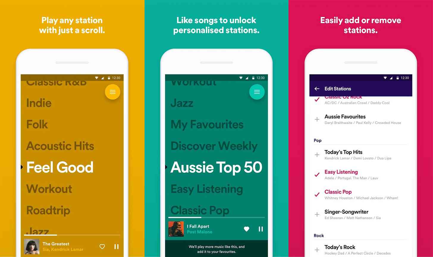 Spotify Stations Android app screenshots